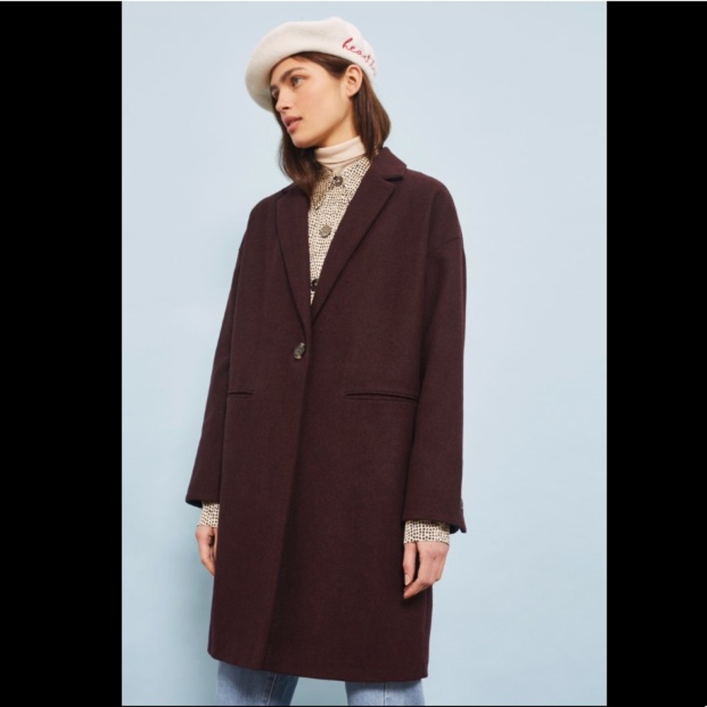 Topshop Millie relaxed coat deep burgundy